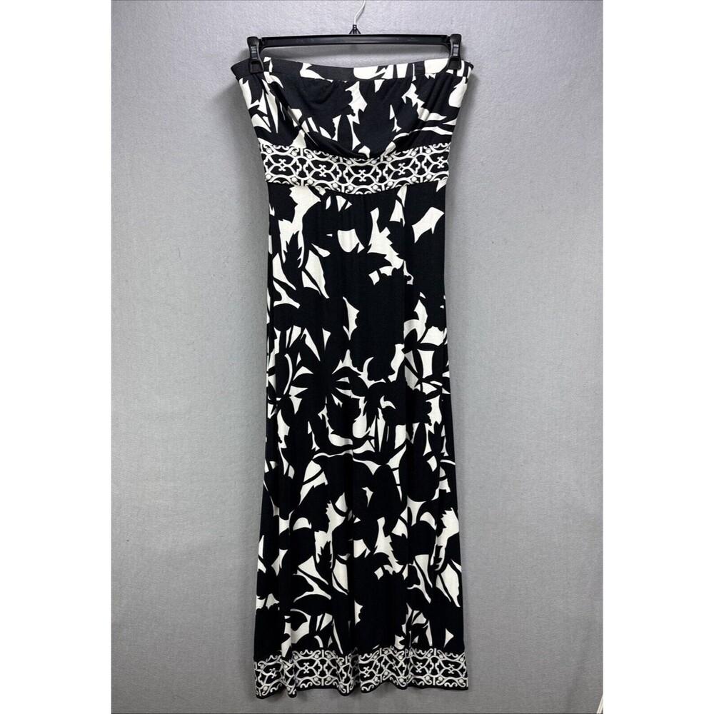 White House Black Market Maxi Dress Women's M Floral Print Stretch Strapless